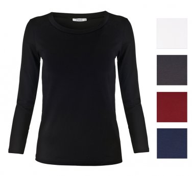 Black Basic Shir \Long Sleeve Shirt\Round-Neckline Basic Shirt\Long Sleeve Blouse\Basic Shirt