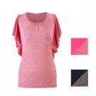 Peach Blouse/Women T-shirt/Sleeved Shirt Flapping/Fucshia Pink T-shirt/Pink Blouse