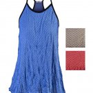 Royal blue tank top/ black dots singlet / Boxer tank top with black dots