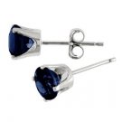 14k White Gold Round Shappire Stud Earrings