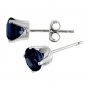14k White Gold Round Shappire Stud Earrings