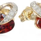 10k Yellow Gold, Garnet and Diamond Heart Earrings