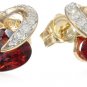 10k Yellow Gold, Garnet and Diamond Heart Earrings