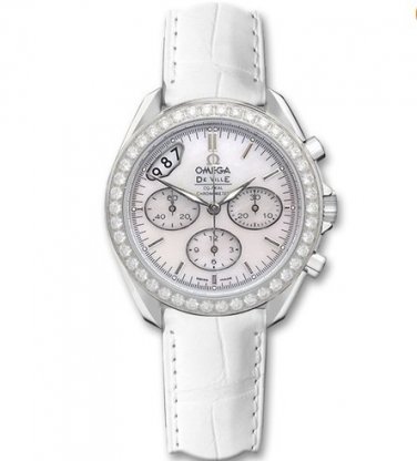 Chronograph DIAMONDS DeVILLE CHRONOGRAPH LADIES PEARL WOMENS Leather Watch