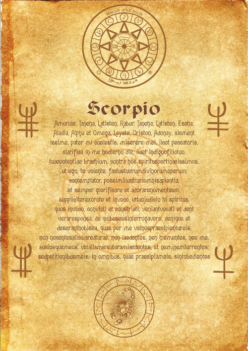 Ancient scroll Angel Zodiac Scorpio wicca pagan print art witch magick ...