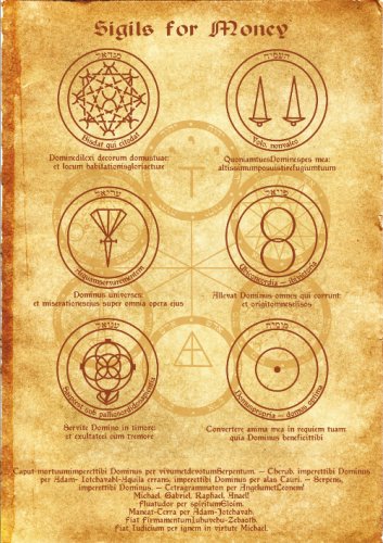 Sigils for Money Scroll Geniuses Kabbalah poster wicca pagan print art witch magick runes
