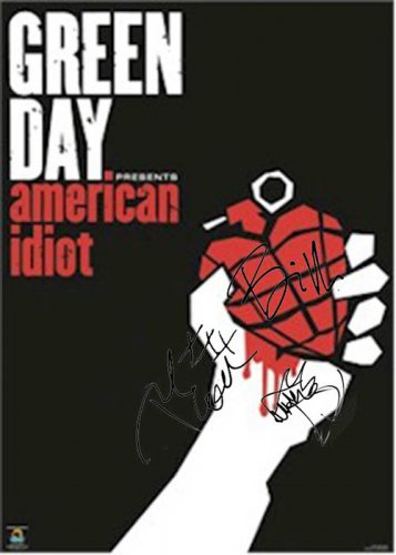 Green Day Autographed Signed American Idiot Poster