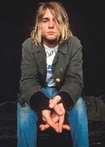 Nirvana Autographed Signed Kurt Cobain Sitting Poster