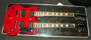 Led Zeppelin Autographed Signed Double Neck 18 String Guitar Jimmy Page++
