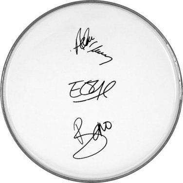 U2 Bono Edge Larry Adam Autographed Signed Clear Drumhead