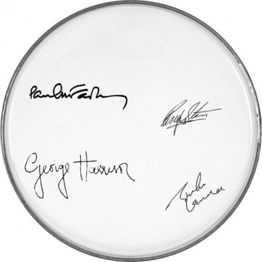 The Beatles Autographed Signed Paul Mccartney John Lennon+ Clear Drumhead