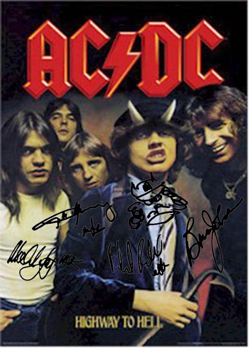 AC/DC Autographed Signed Highway To Hell Poster