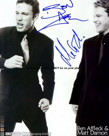 affleckDamonBW Autographed Preprint Signed Photo