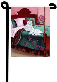 Maltese (Waiting for Mom) - 11""x15"" 2-Sided Garden Banner