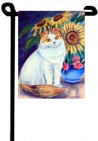 Cat (Sunflowers) - 11""x15"" 2-Sided Garden Banner