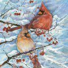 Cardinals and Berries Toland Art Banner
