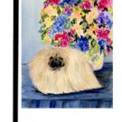 Pekingese (Waiting with Flowers) - 11""x15"" 2-Sided Garden Banner Pekingese (Waiting with Flowers) - 11""x15"" 2-Sided Garden Banner