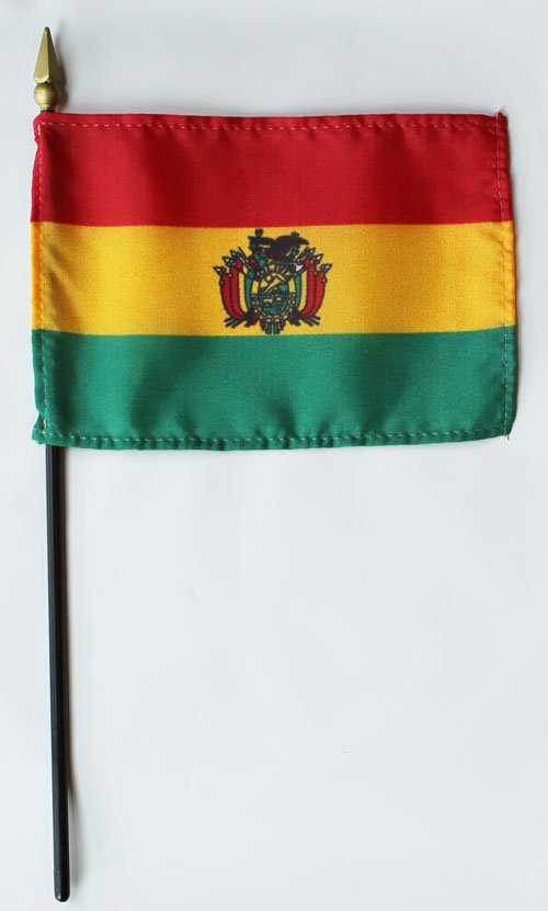Bolivia - 4""X6"" Stick Flag
