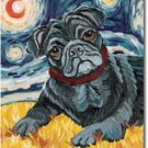 Pug Art Banner - Van Growl (Black)