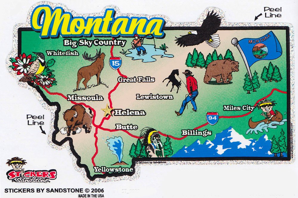 Montana State Map Die Cut Sticker