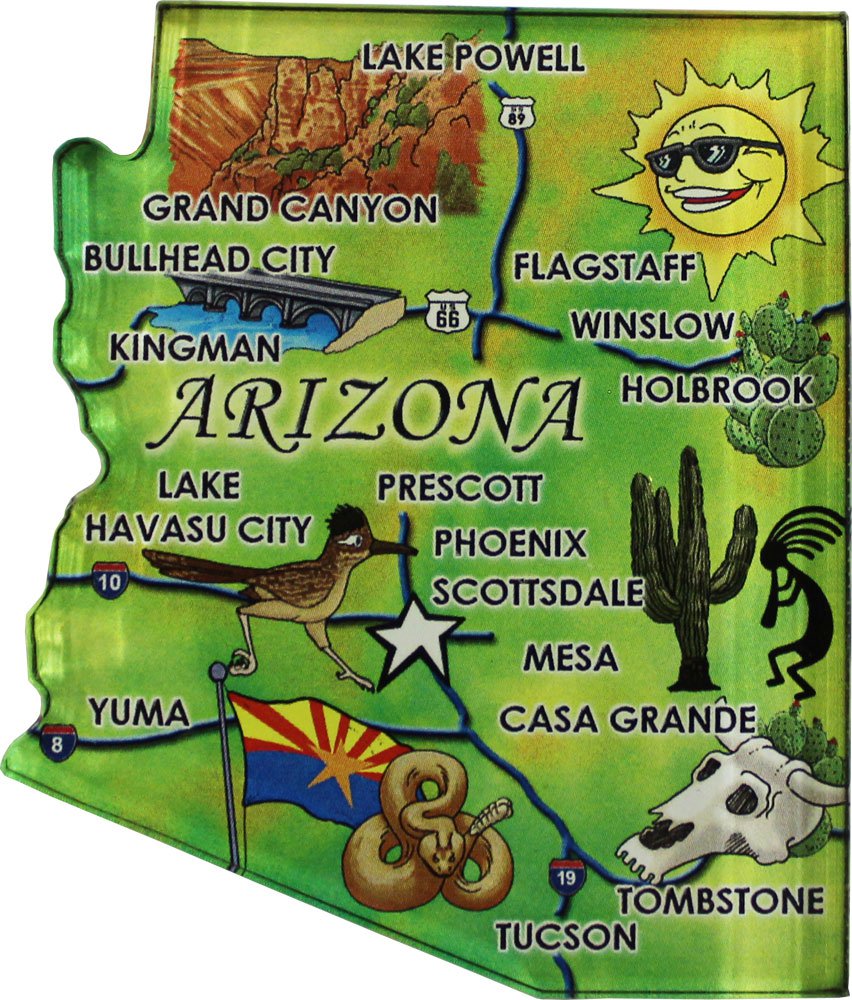 Arizona Acrylic State Map Magnet