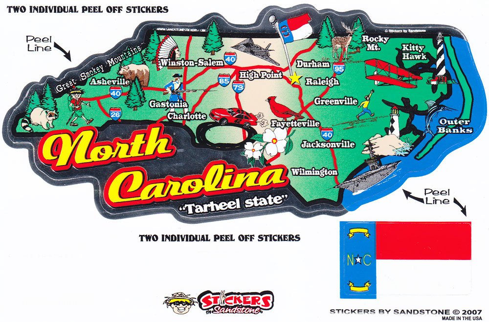 North Carolina State Map Die Cut Sticker