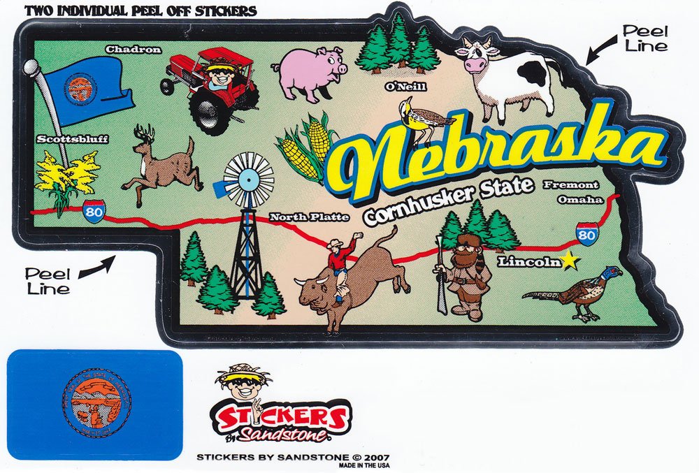 Nebraska State Map Die Cut Sticker