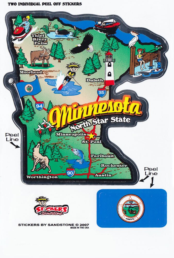 Minnesota State Map Die Cut Sticker