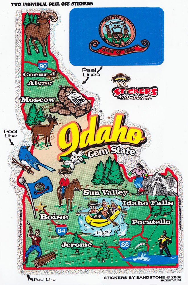 Idaho State Map Die Cut Sticker