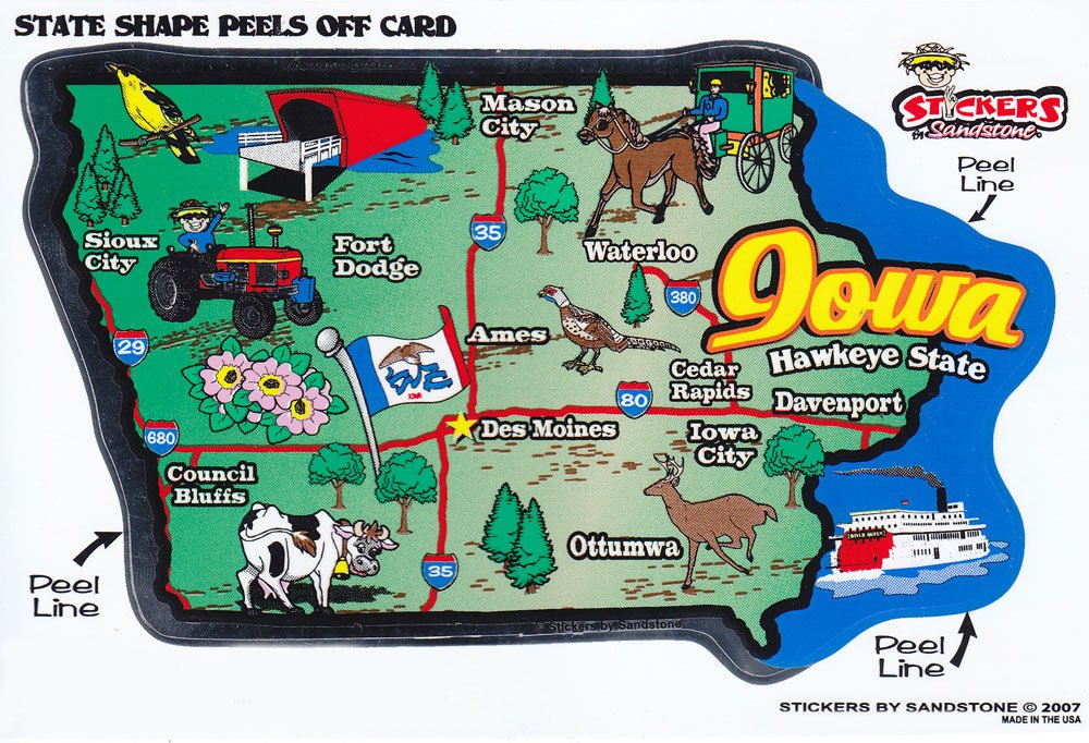 Iowa State Map Die Cut Sticker