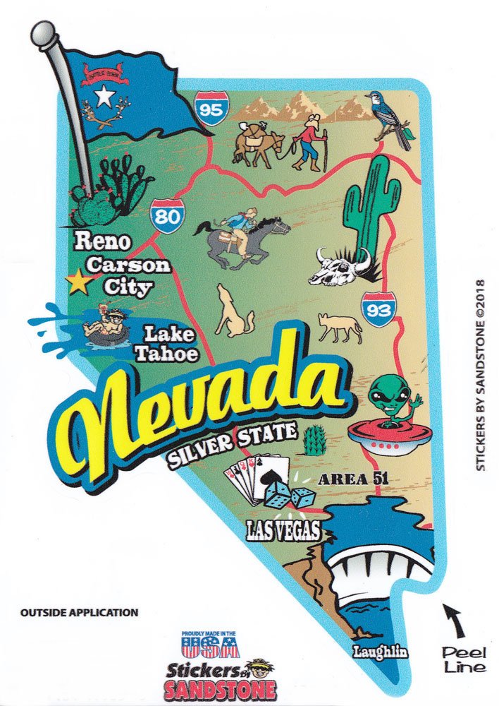 Nevada State Map Die Cut Sticker
