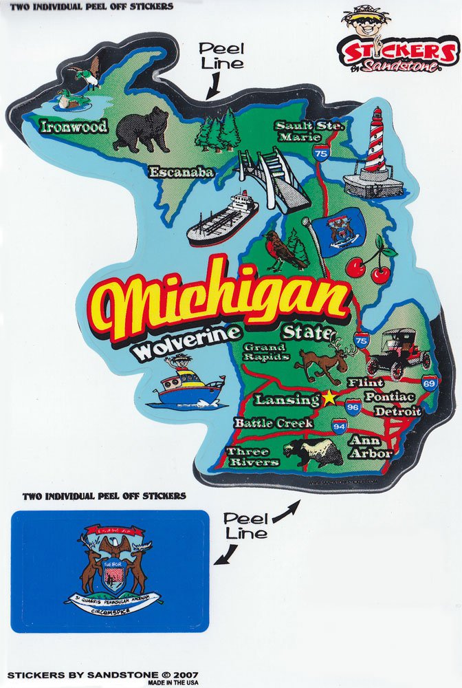 Michigan State Map Die Cut Sticker