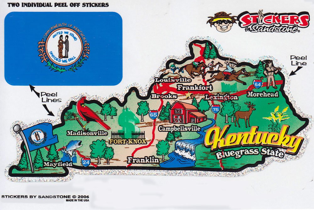 Kentucky State Map Die Cut Sticker