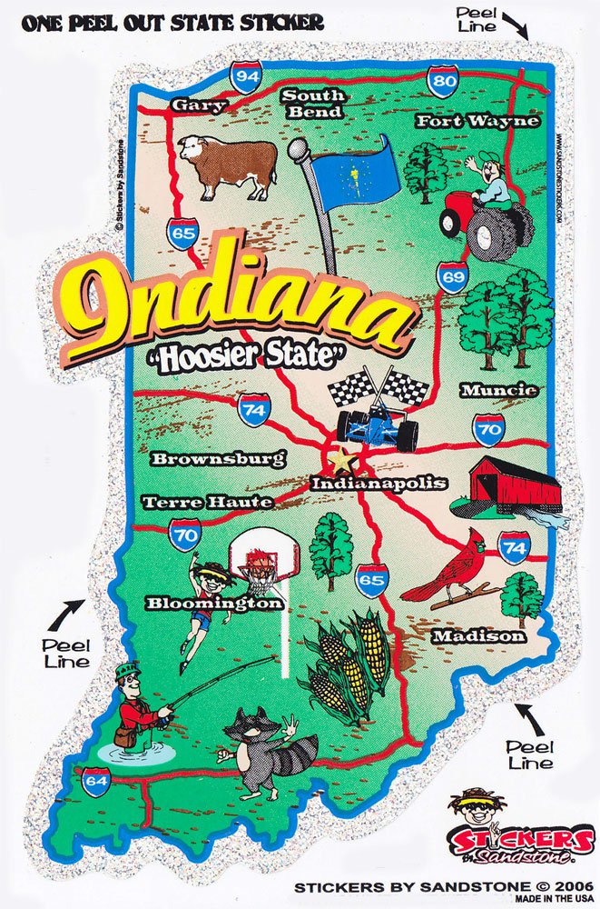 Indiana State Map Die Cut Sticker