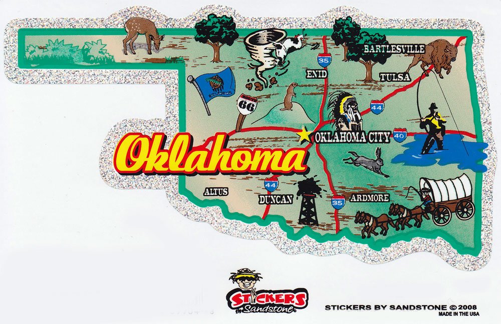 Oklahoma State Map Die Cut Sticker
