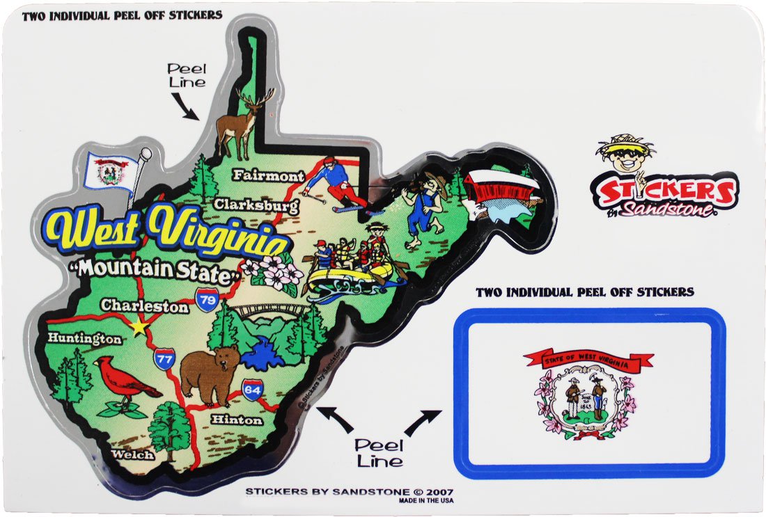 West Virginia State Map Die Cut Sticker