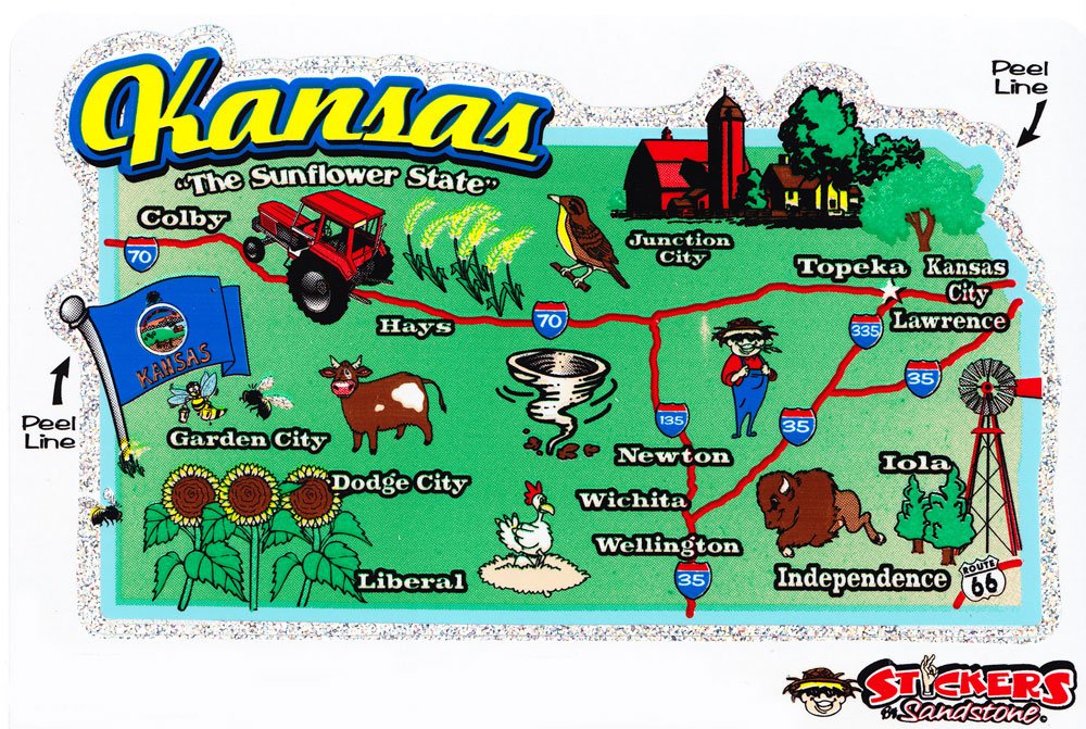 Kansas State Map Die Cut Sticker