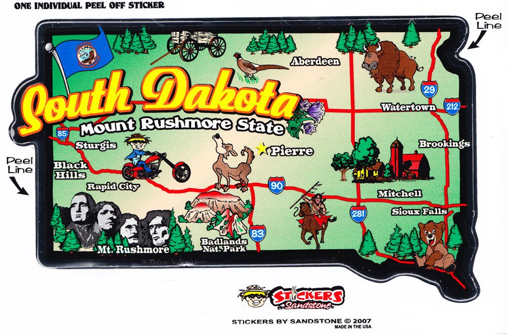 South Dakota State Map Die Cut Sticker