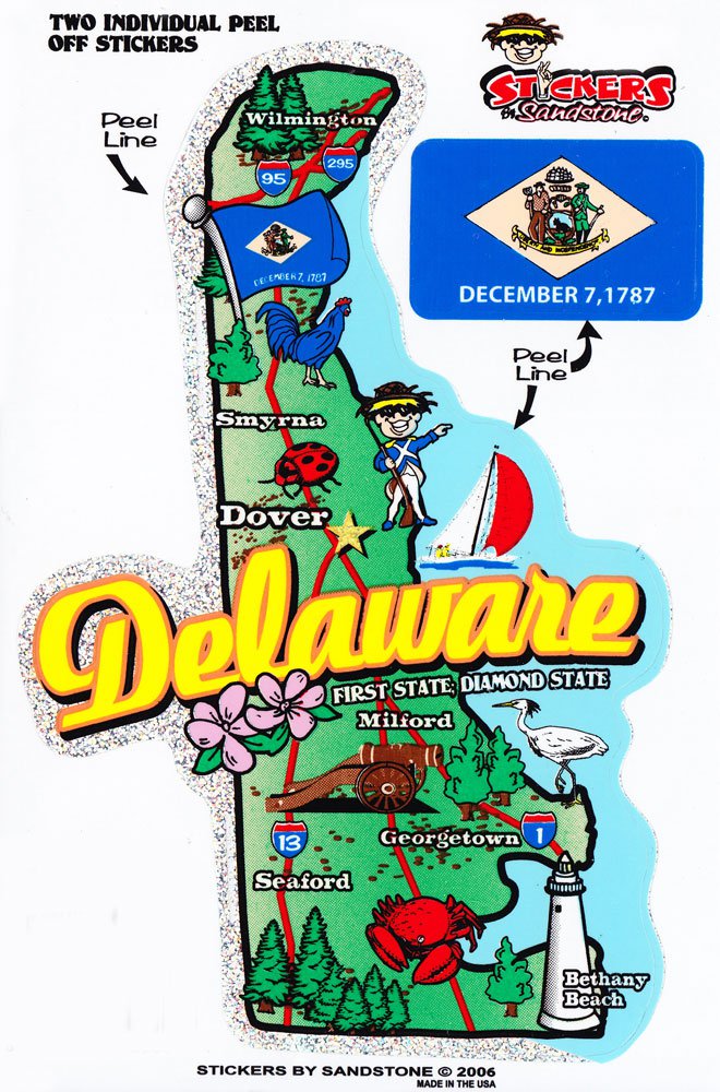 Delaware State Map Die Cut Sticker