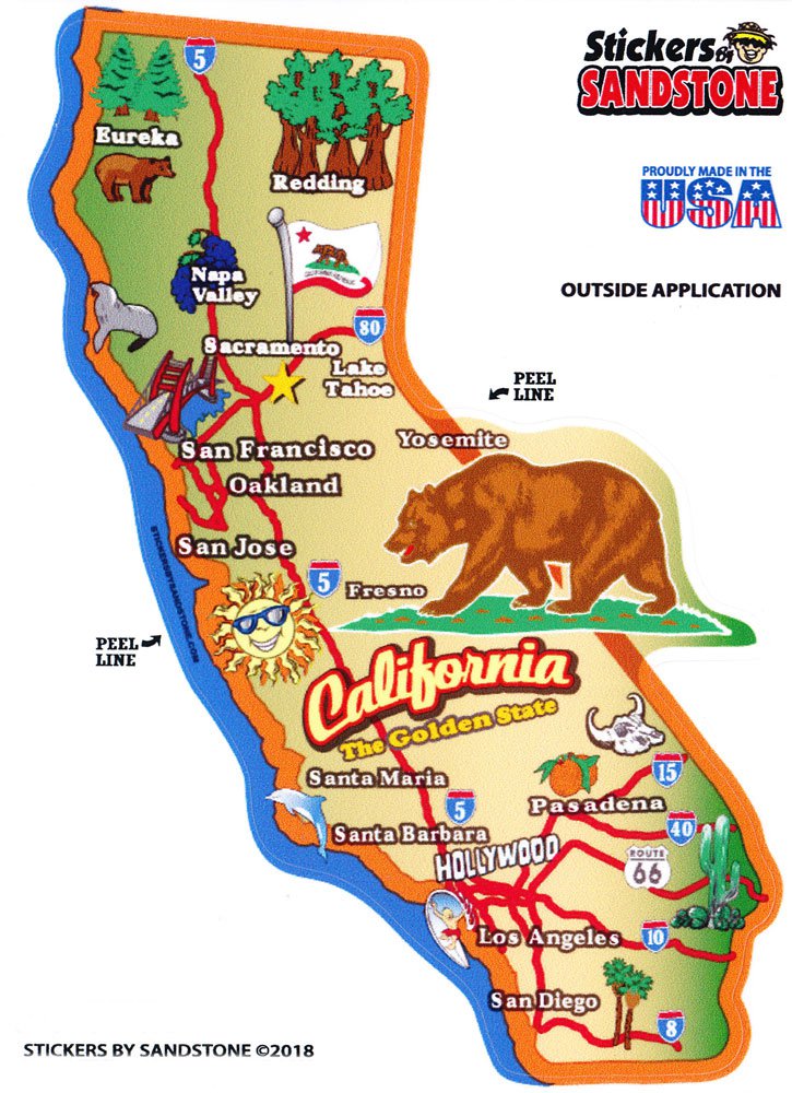 California State Map Die Cut Sticker