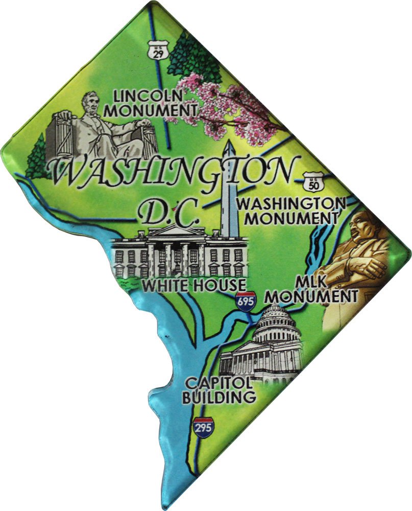 Washington, DC (District of Columbia) Acrylic State Map Magnet