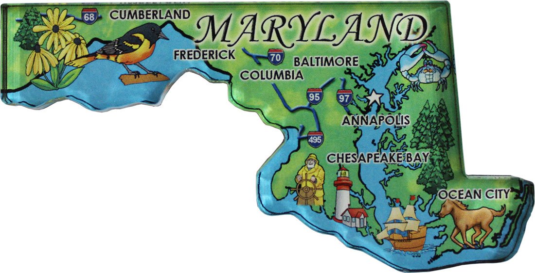 Maryland Acrylic State Map Magnet