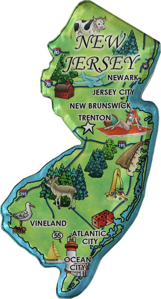 New Jersey Acrylic State Map Magnet