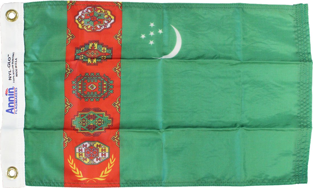 Turkmenistan - 12"X18" Nylon Flag