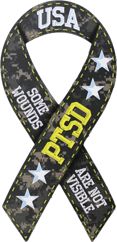 Support Our Troops PTSD (Some Wounds are Not Visible) - 4" x 8" Ribbon Magnet