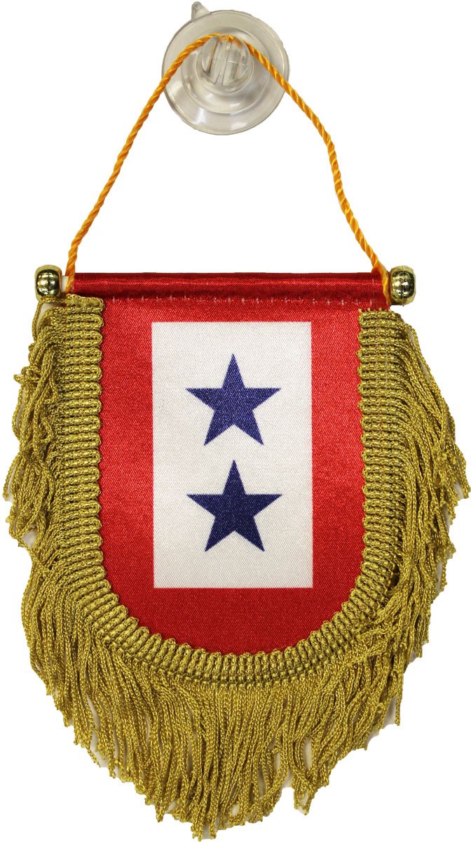 Service Banner (Two Star) Window Hanging Flag (Shield)