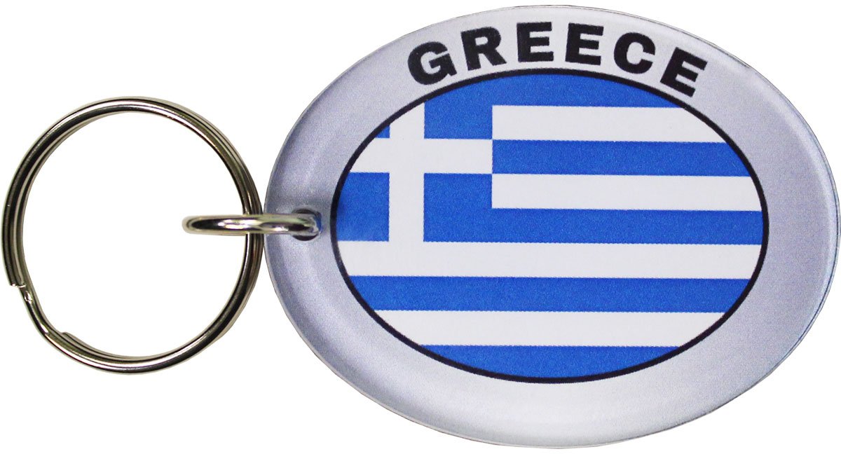 Greece Flag Oval Acrylic Keyring