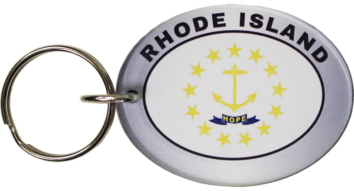 Rhode Island Flag Oval Acrylic Keyring