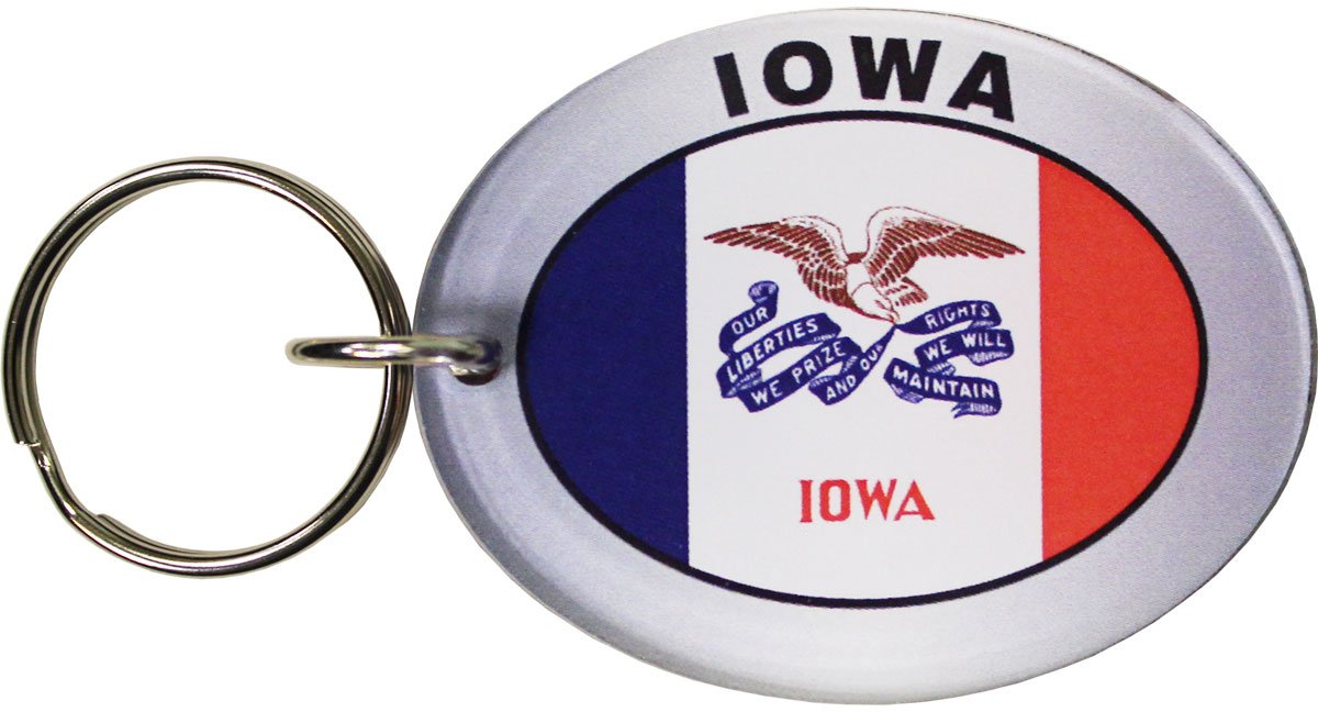 Iowa Flag Oval Acrylic Keyring