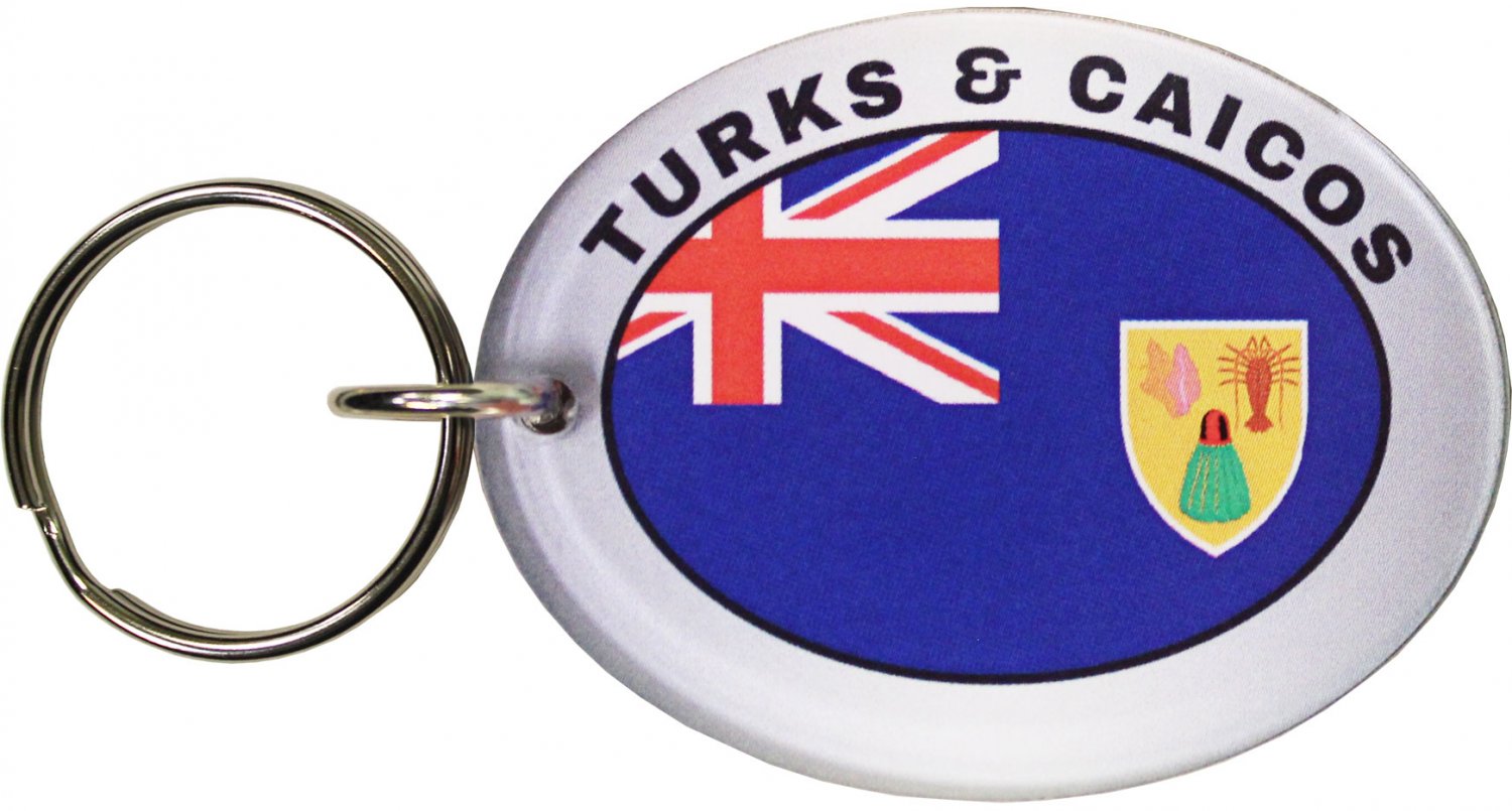 Turks and Caicos Flag Oval Acrylic Keyring